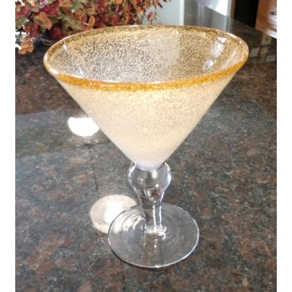 Artland-Hand Blown Citrine Bubble Martini Glass🍸 - Picture 3 of 3